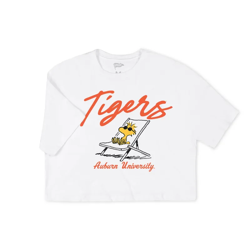Peanuts x Auburn Sunbathe Crop Tee sold by Streaker Sports
