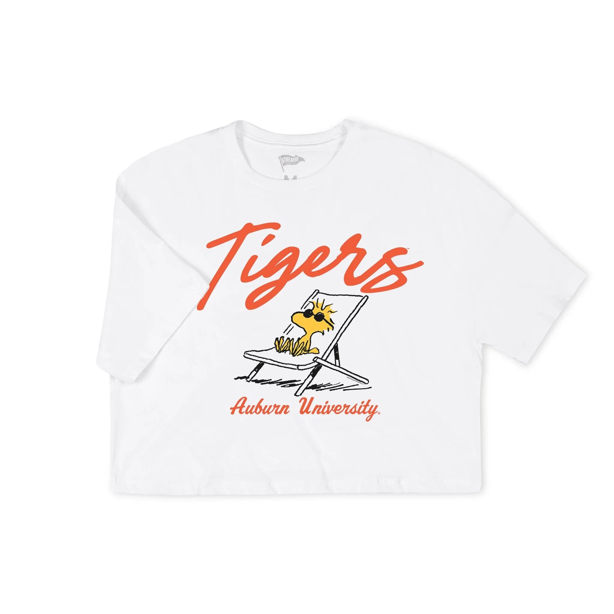 Peanuts x Auburn Sunbathe Crop Tee sold by Streaker Sports