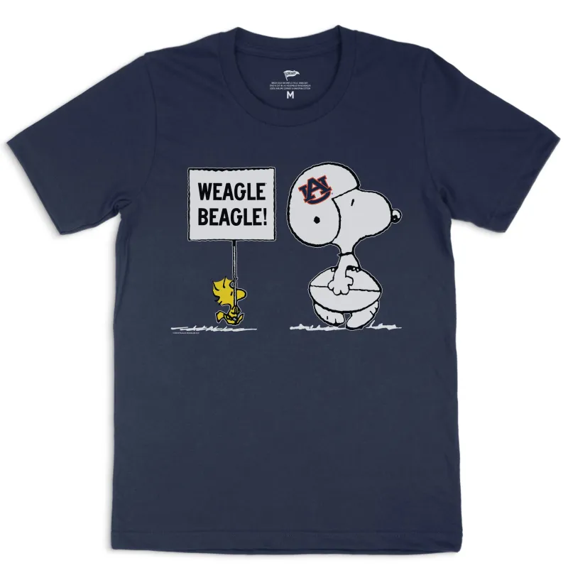 Peanuts x Auburn Weagle Beagle Football Tee sold by Streaker Sports