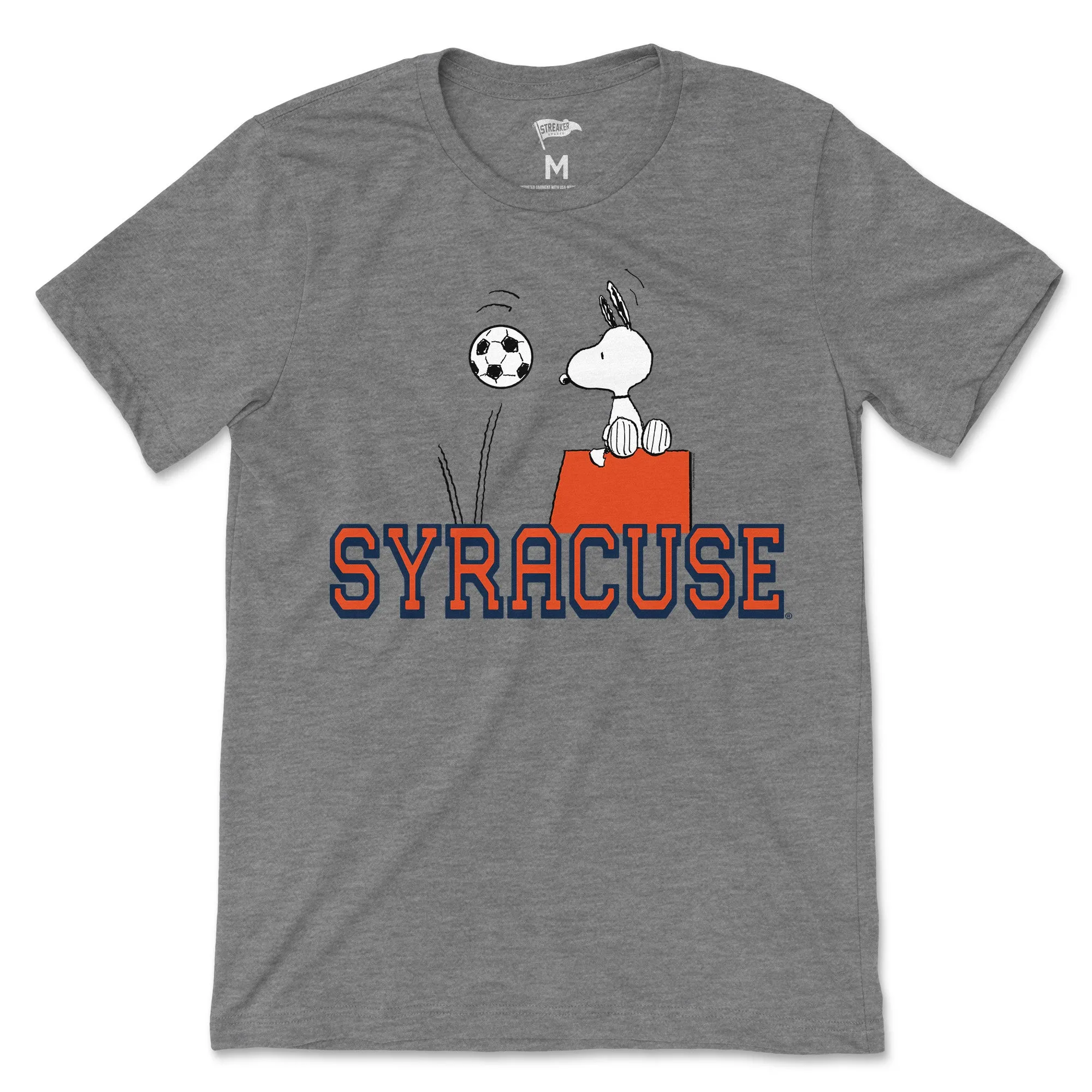 Peanuts x Syracuse Soccer Tee sold by Streaker Sports