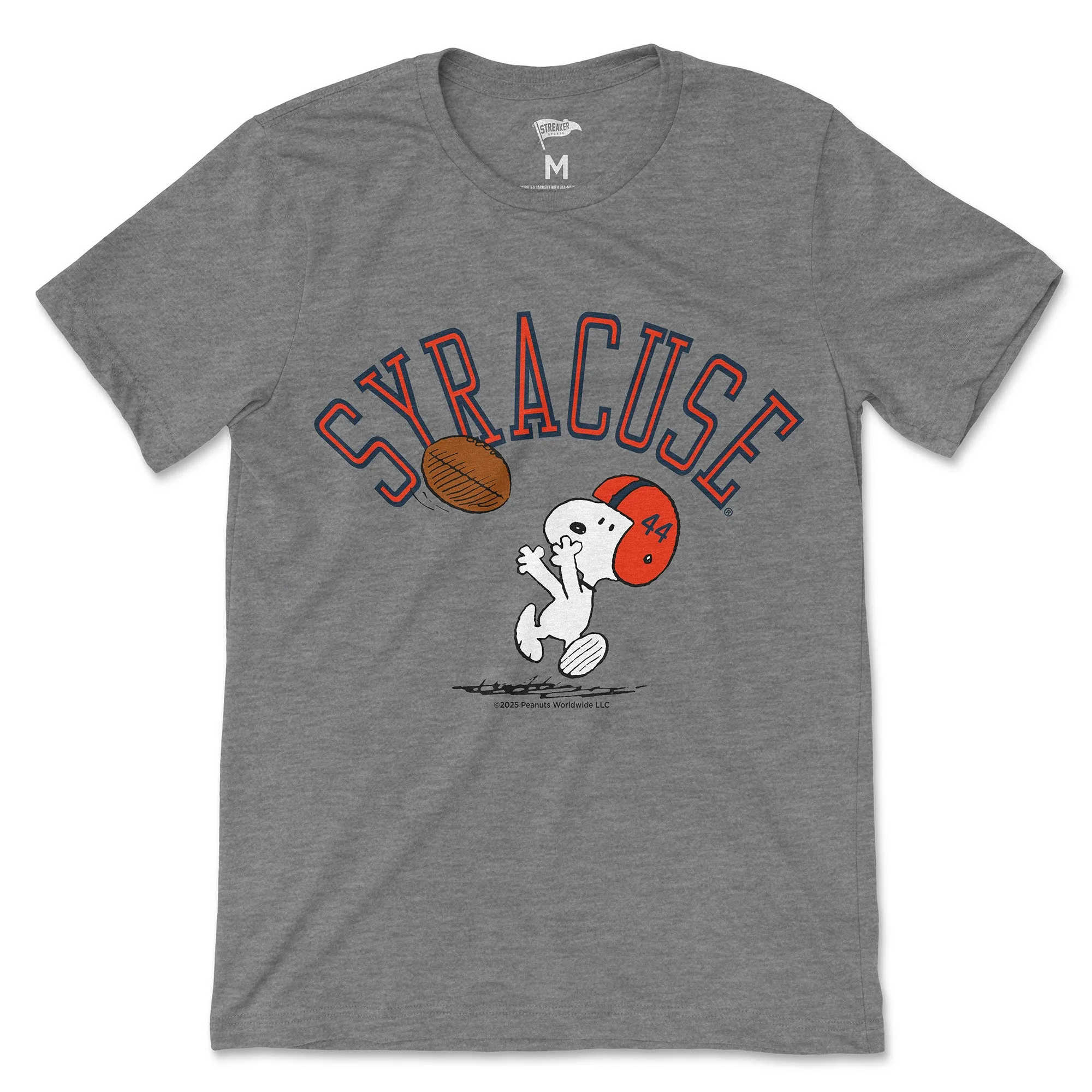 Peanuts x Syracuse World Famous Football Player Tee sold by Streaker Sports