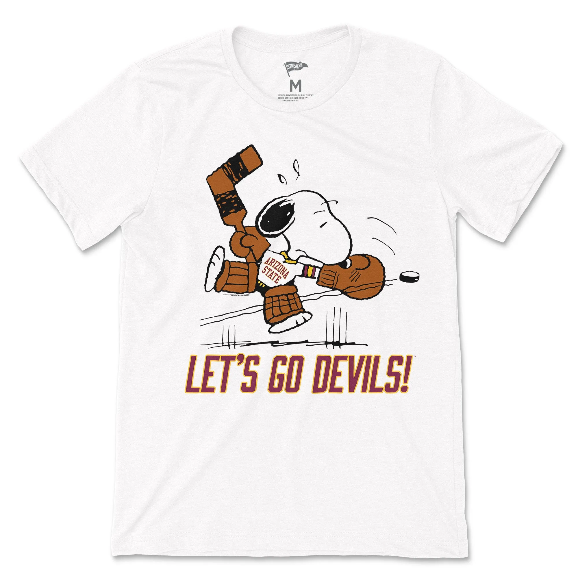 Peanuts x Arizona State Snoopy Goalie Tee sold by Streaker Sports