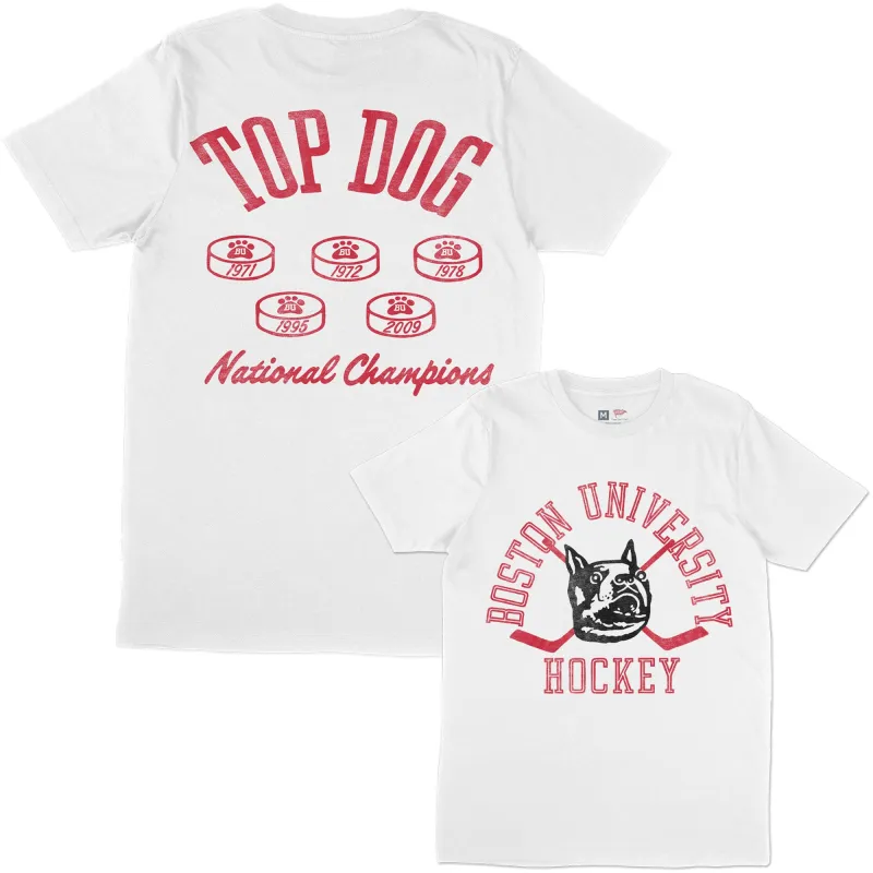 Boston University Vintage Top Dog Hockey Tee sold by Streaker Sports