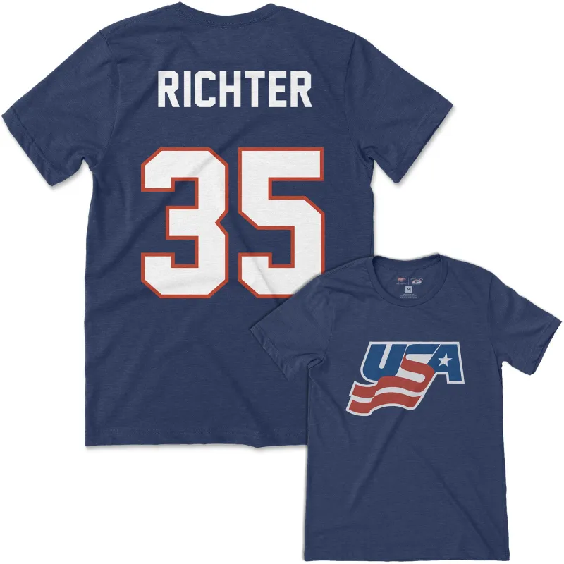 Team USA Mike Richter Jersey Tee sold by Streaker Sports
