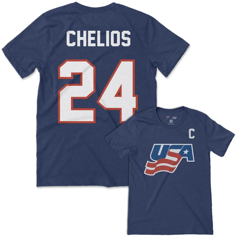 Team USA Chris Chelios Jersey Tee sold by Streaker Sports