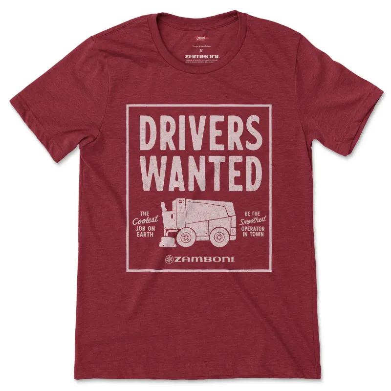 Zamboni Drivers Wanted Tee sold by Streaker Sports