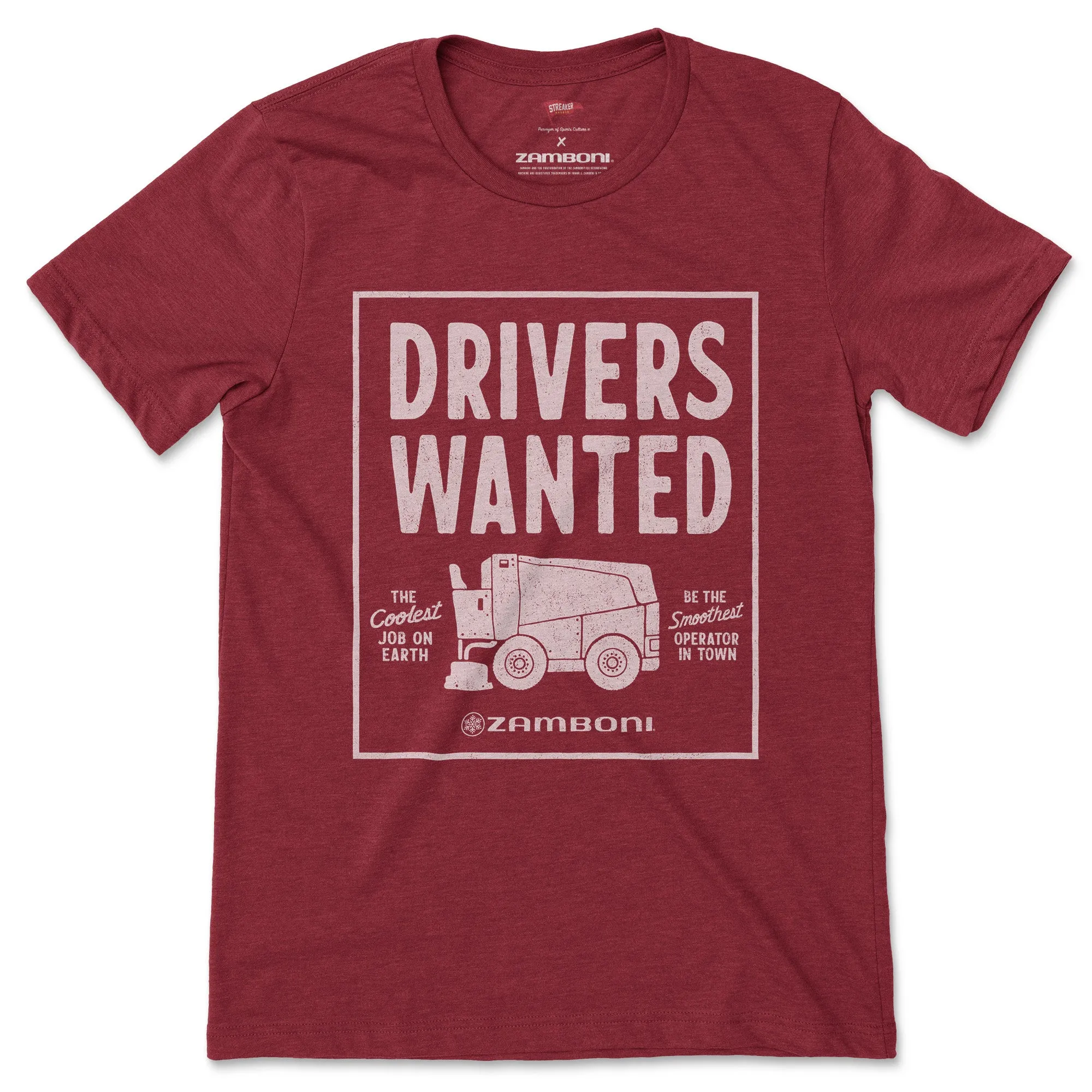 Zamboni Drivers Wanted Tee sold by Streaker Sports