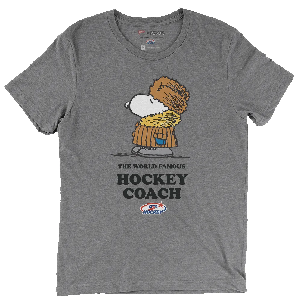 Peanuts x USA Hockey World Famous Hockey Coach Tee sold by Streaker Sports