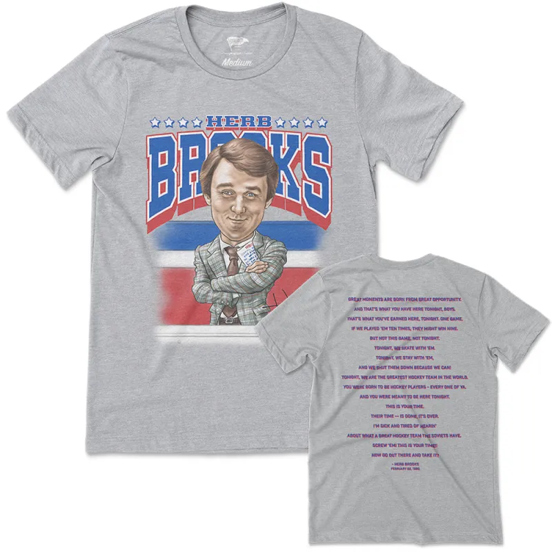 1980 Herb Brooks Miracle On Ice™ Caricature Tee sold by Streaker Sports
