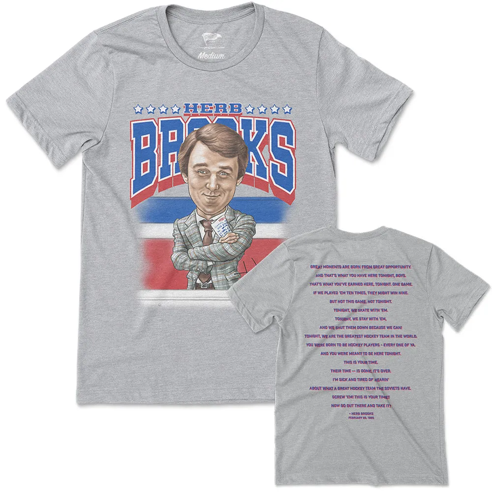 1980 Herb Brooks Miracle On Ice™ Caricature Tee sold by Streaker Sports