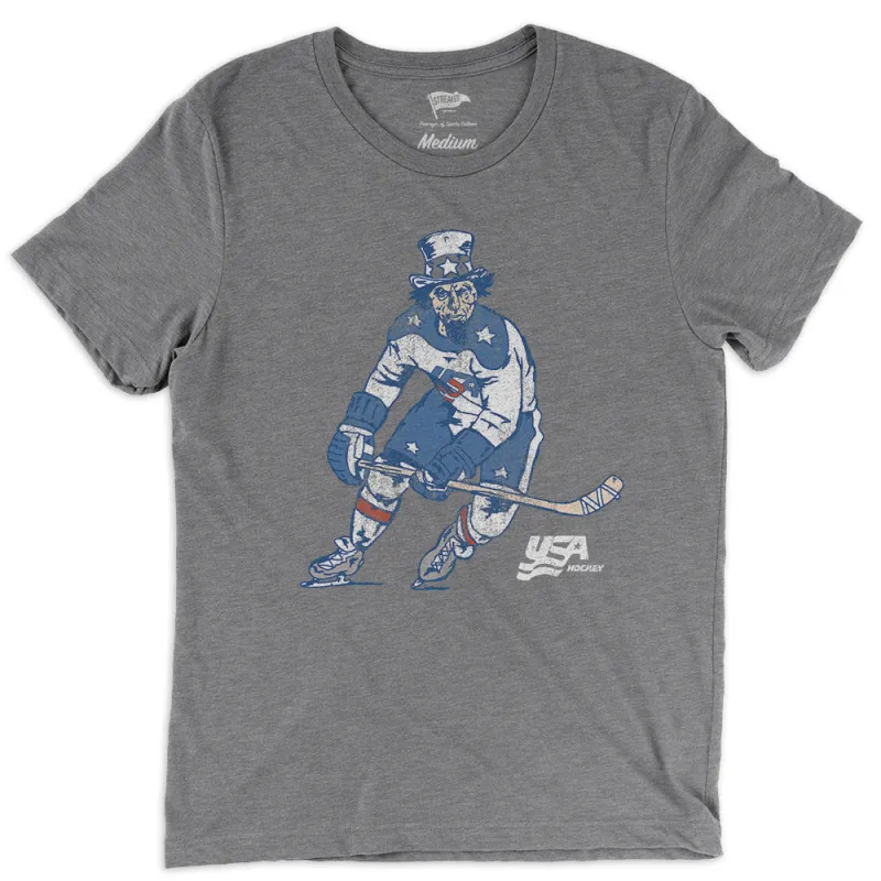 USA HOCKEY™ Uncle Sam Tee Grey sold by Streaker Sports