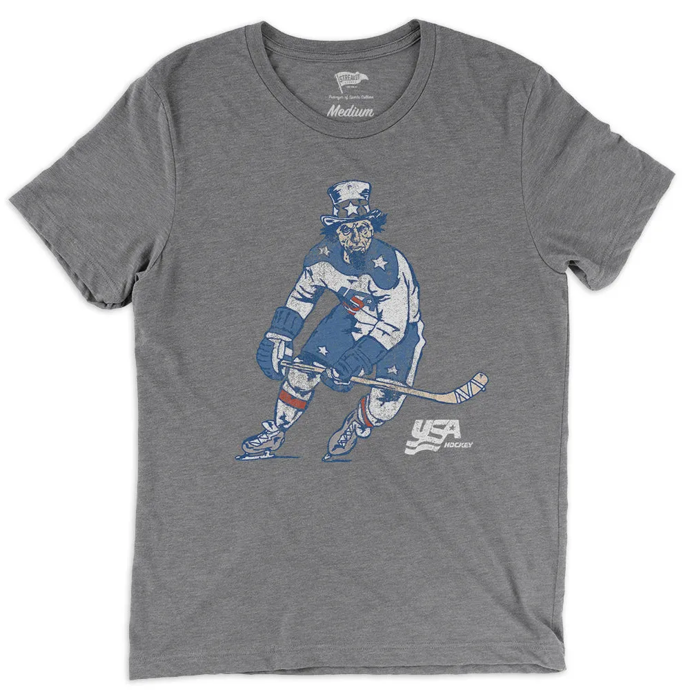 USA HOCKEY™ Uncle Sam Tee Grey sold by Streaker Sports