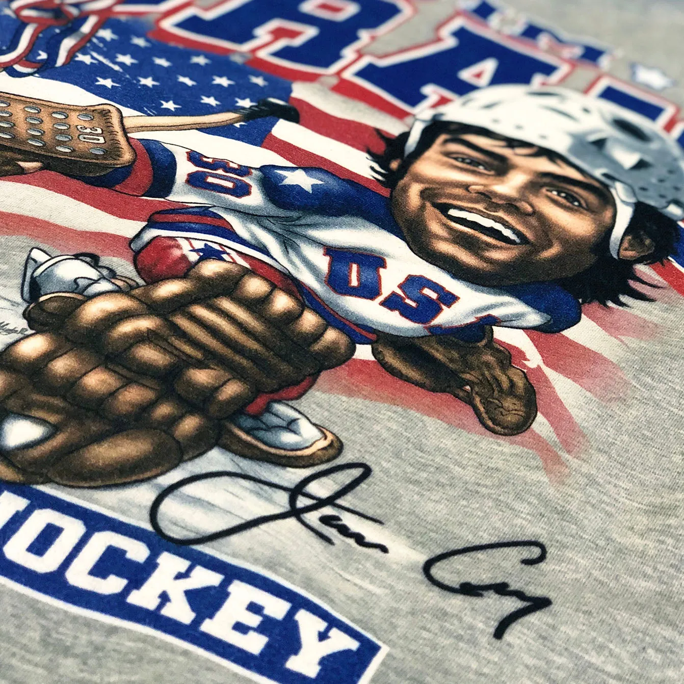 1980 Jim Craig Miracle On Ice™ Caricature Tee sold by Streaker Sports product image thumbnail 2