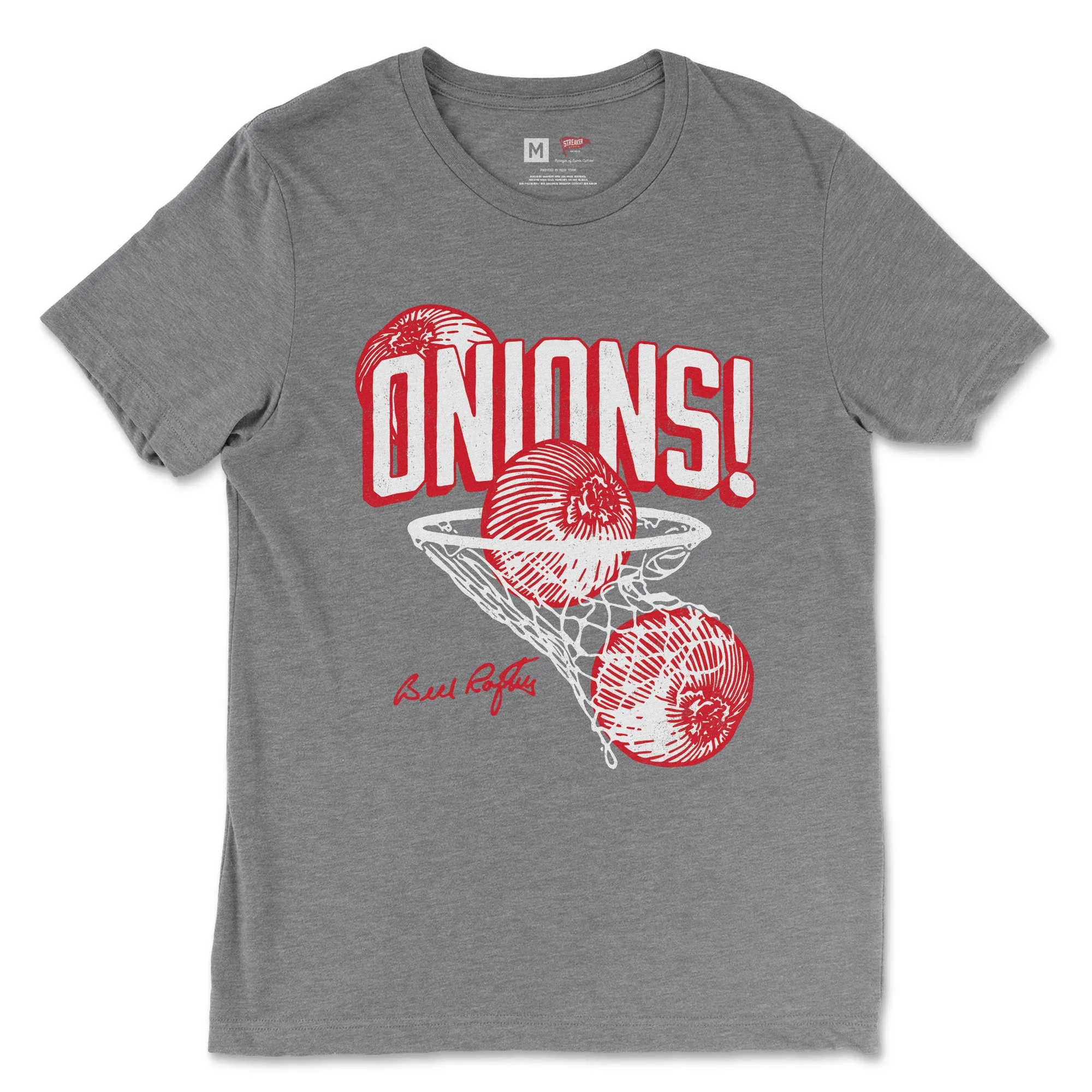 Bill Raftery Onions! Hoop Tee Red & White sold by Streaker Sports
