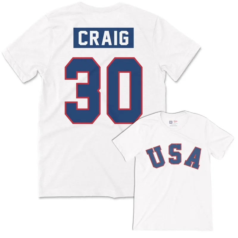 1980 Jim Craig Home Jersey Tee sold by Streaker Sports