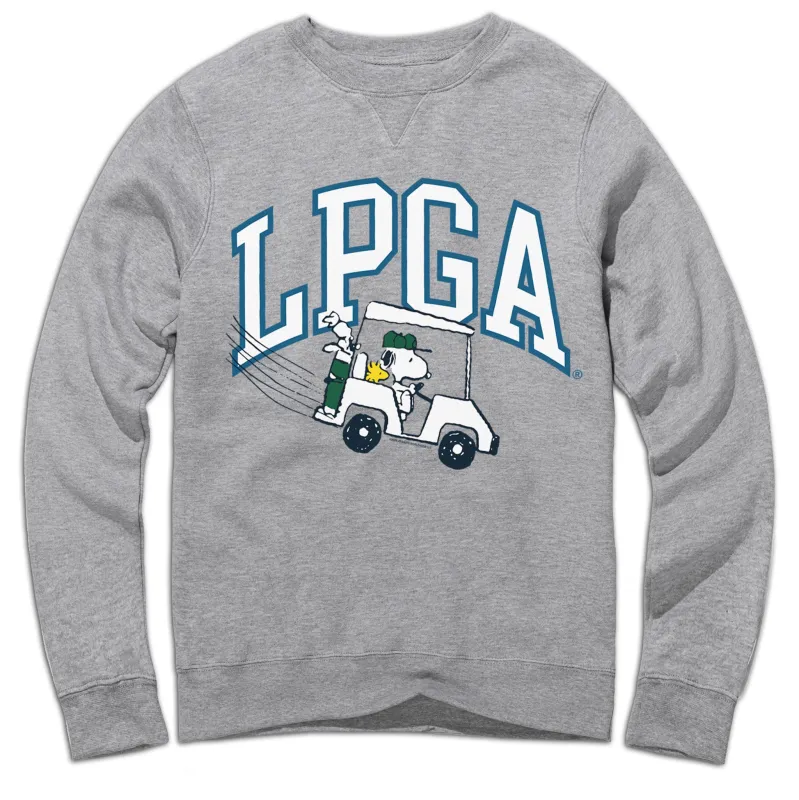 Peanuts x LPGA Golf Cart Crewneck Sweatshirt sold by Streaker Sports