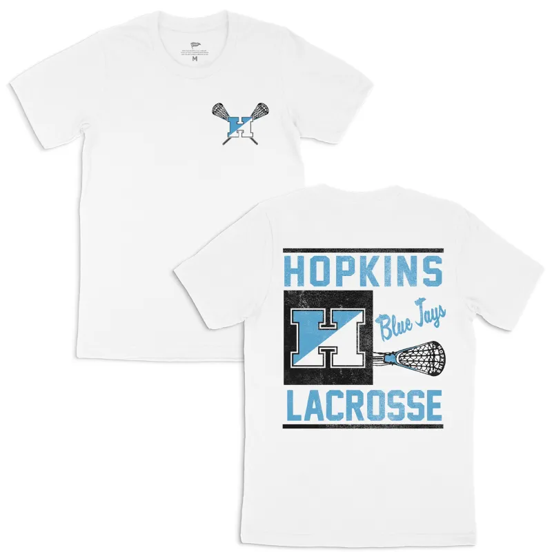 Johns Hopkins Vintage Hi-Wall Lacrosse Tee made by Streaker Sports