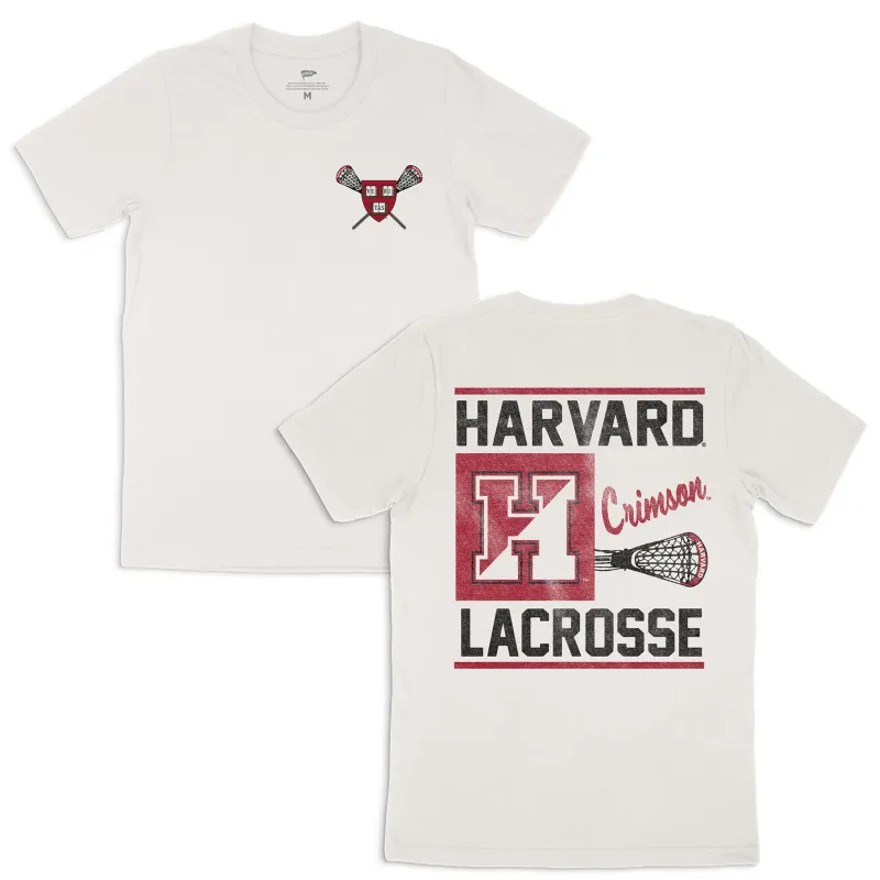 Harvard Vintage Hi-Wall Lacrosse Tee made by Streaker Sports