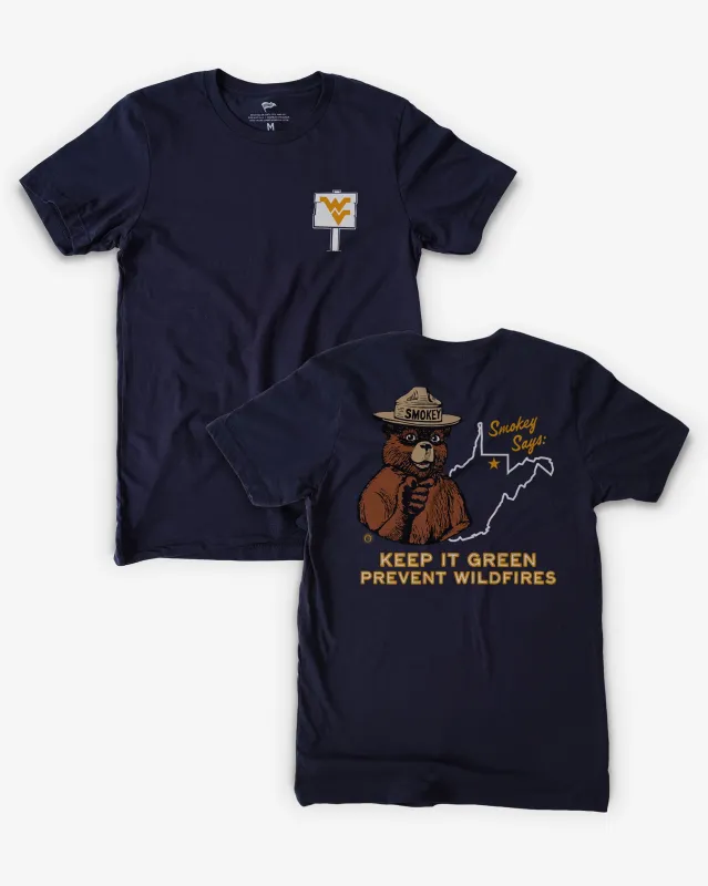 Smokey x West Virginia Keep It Green Tee made by Streaker Sports