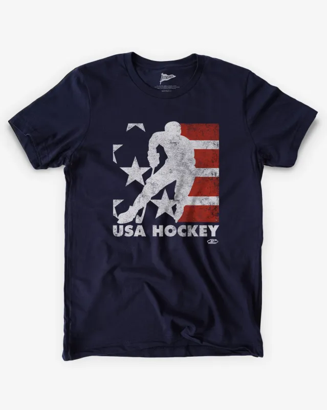 USA Hockey Retro Skater Logo Tee made by Streaker Sports