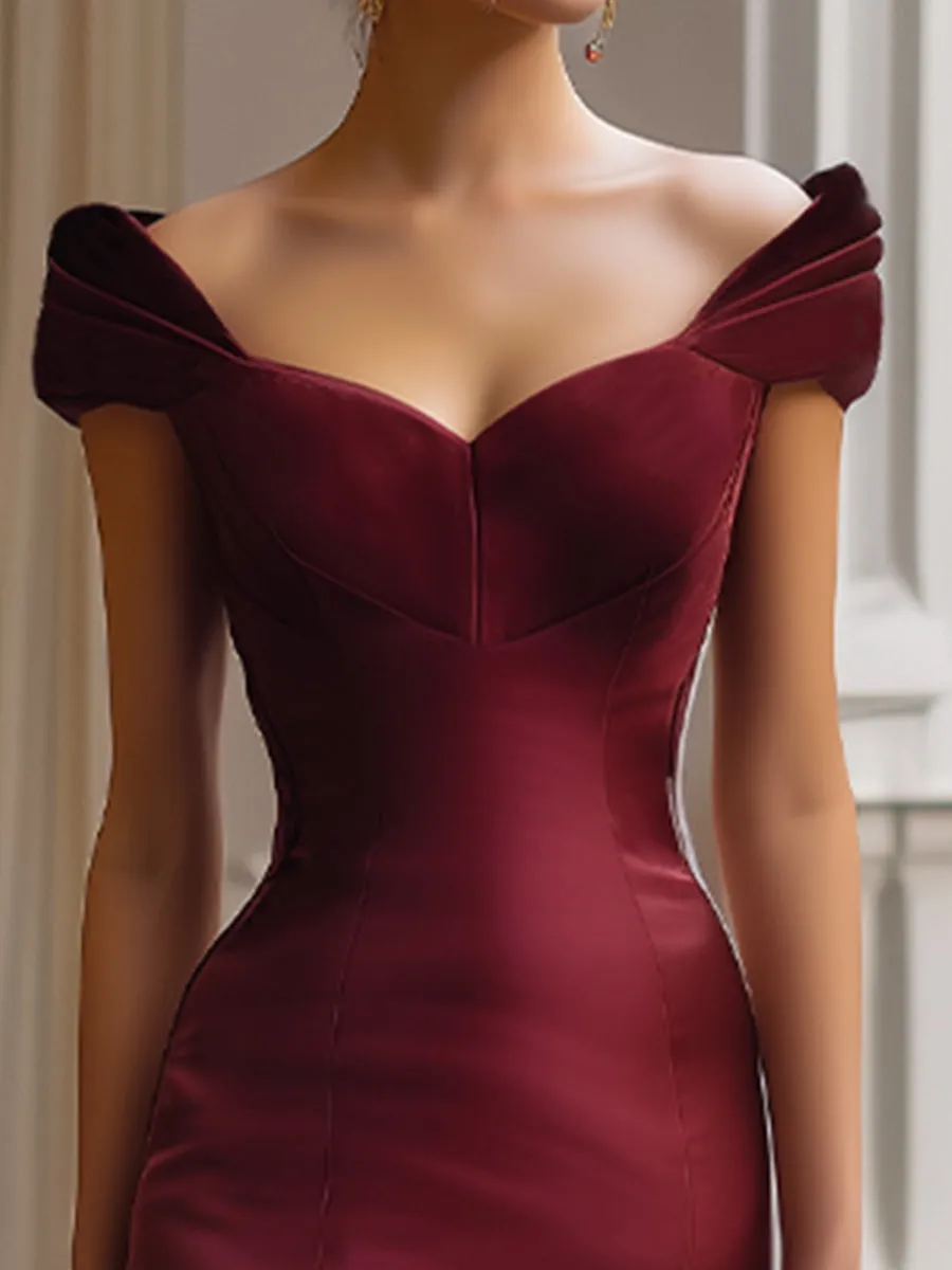 Elegant Off-Shoulder Lace-Up Back Mermaid Evening Gown sold by Mooyius product image thumbnail 4