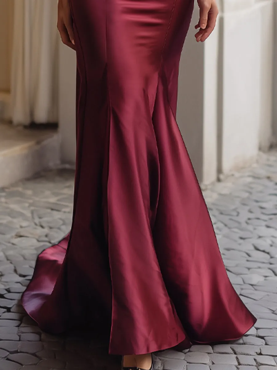 Elegant Off-Shoulder Lace-Up Back Mermaid Evening Gown sold by Mooyius product image thumbnail 5