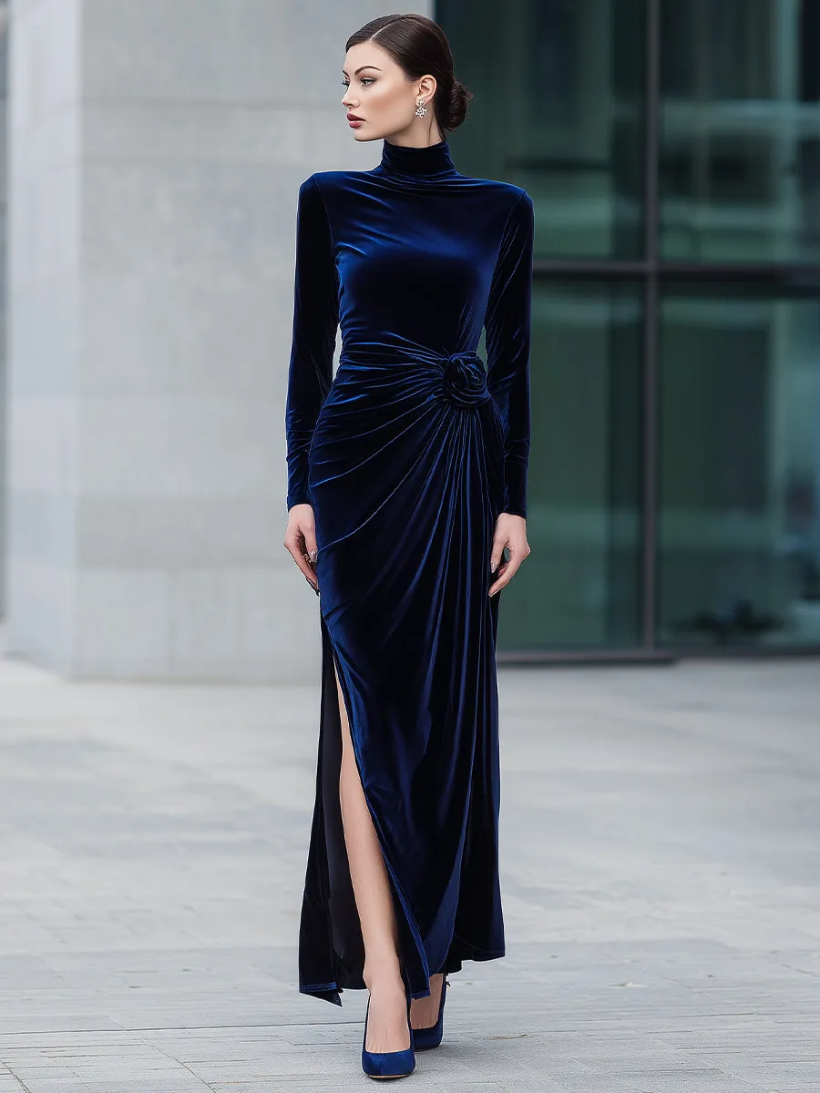 Velvet High-Neck Ruched Evening Gown sold by Mooyius product image thumbnail 2