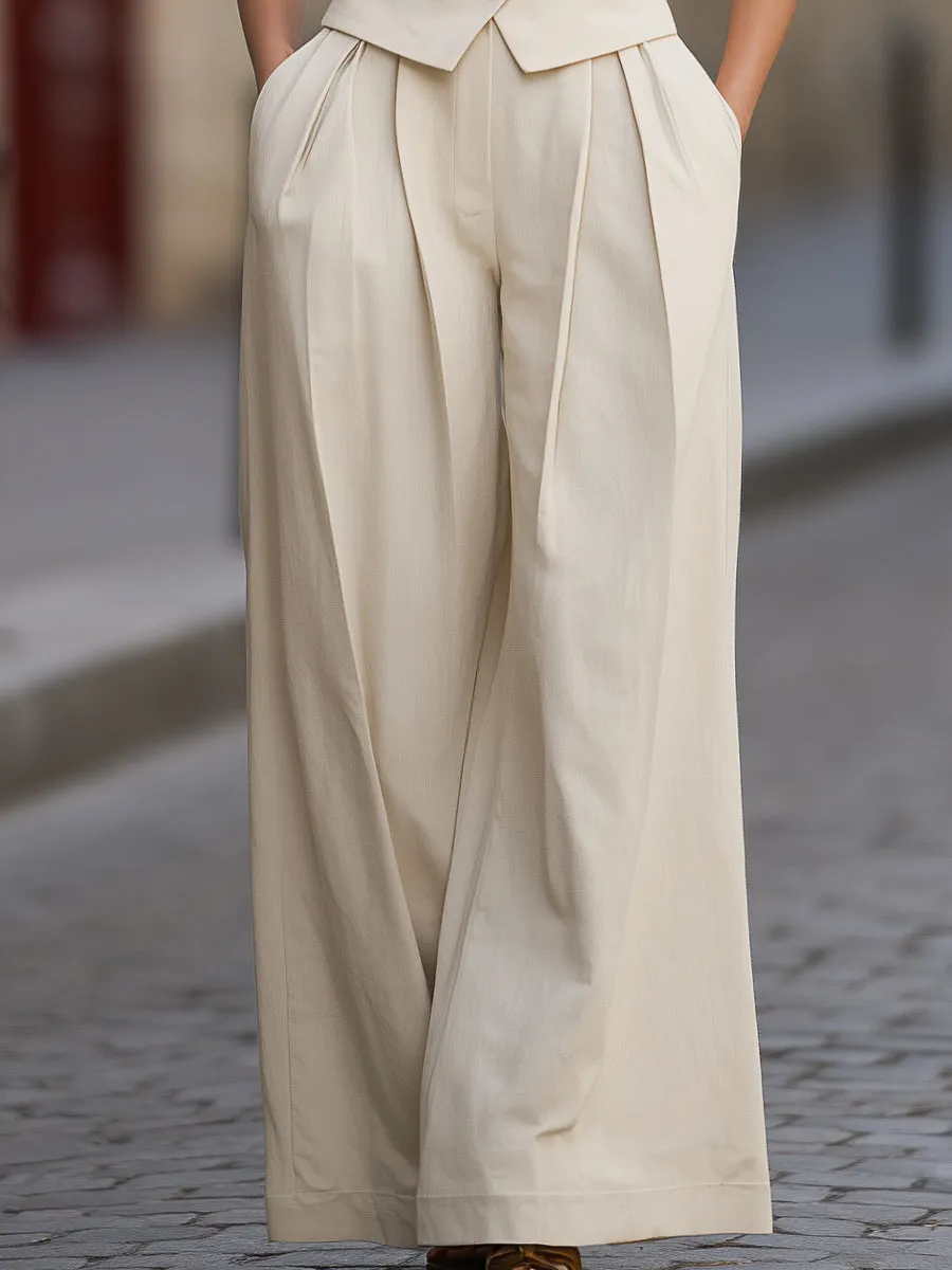 Buttons Tailored Vest & Wide-Leg Trousers Two-Piece Set sold by Mooyius product image thumbnail 3