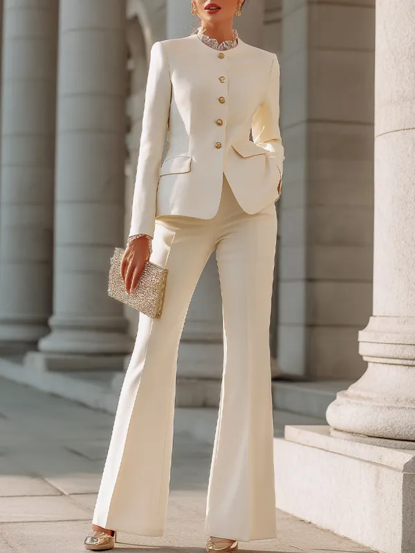 Tailored Button-Front Suit With Structured Jacket sold by Mooyius