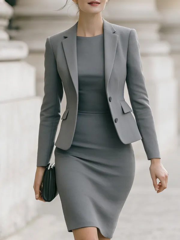 Gray Tailored Blazer & Pencil Skirt Suit made by Mooyius