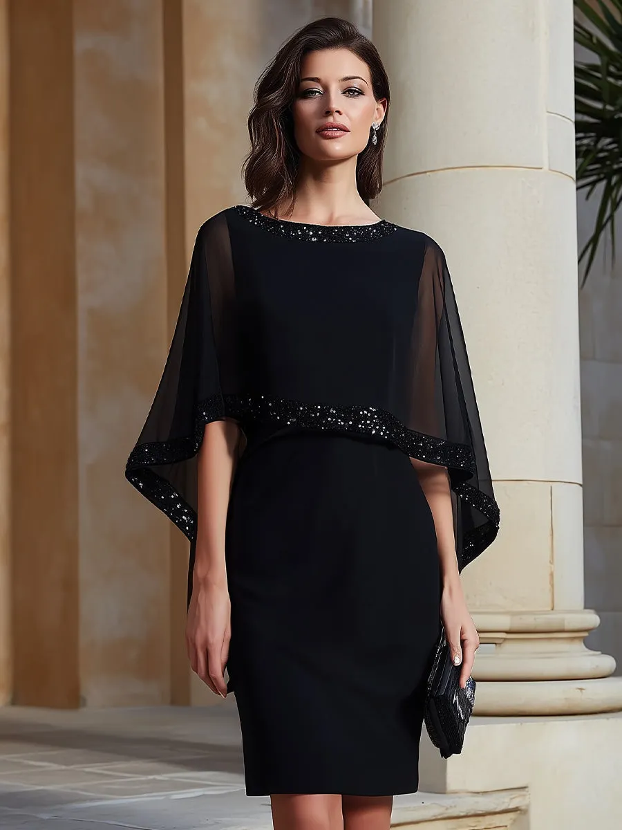 Mbellished Cape-Sleeve Sheath Dress sold by Mooyius product image thumbnail 2