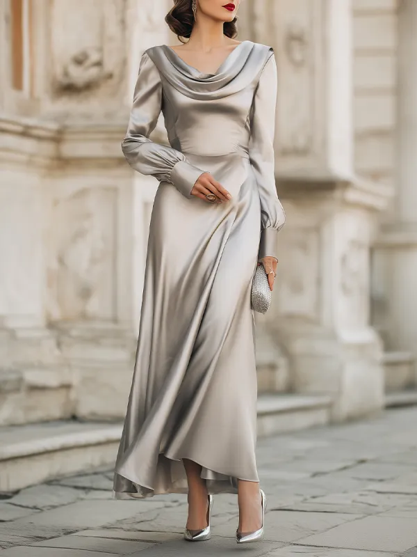 Draped Cowl Neck Long Evening Gown made by Mooyius