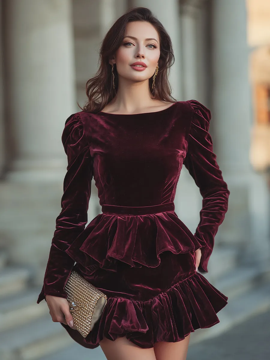 Long Sleeve Layered Ruffle Mini Dress sold by Mooyius product image thumbnail 2