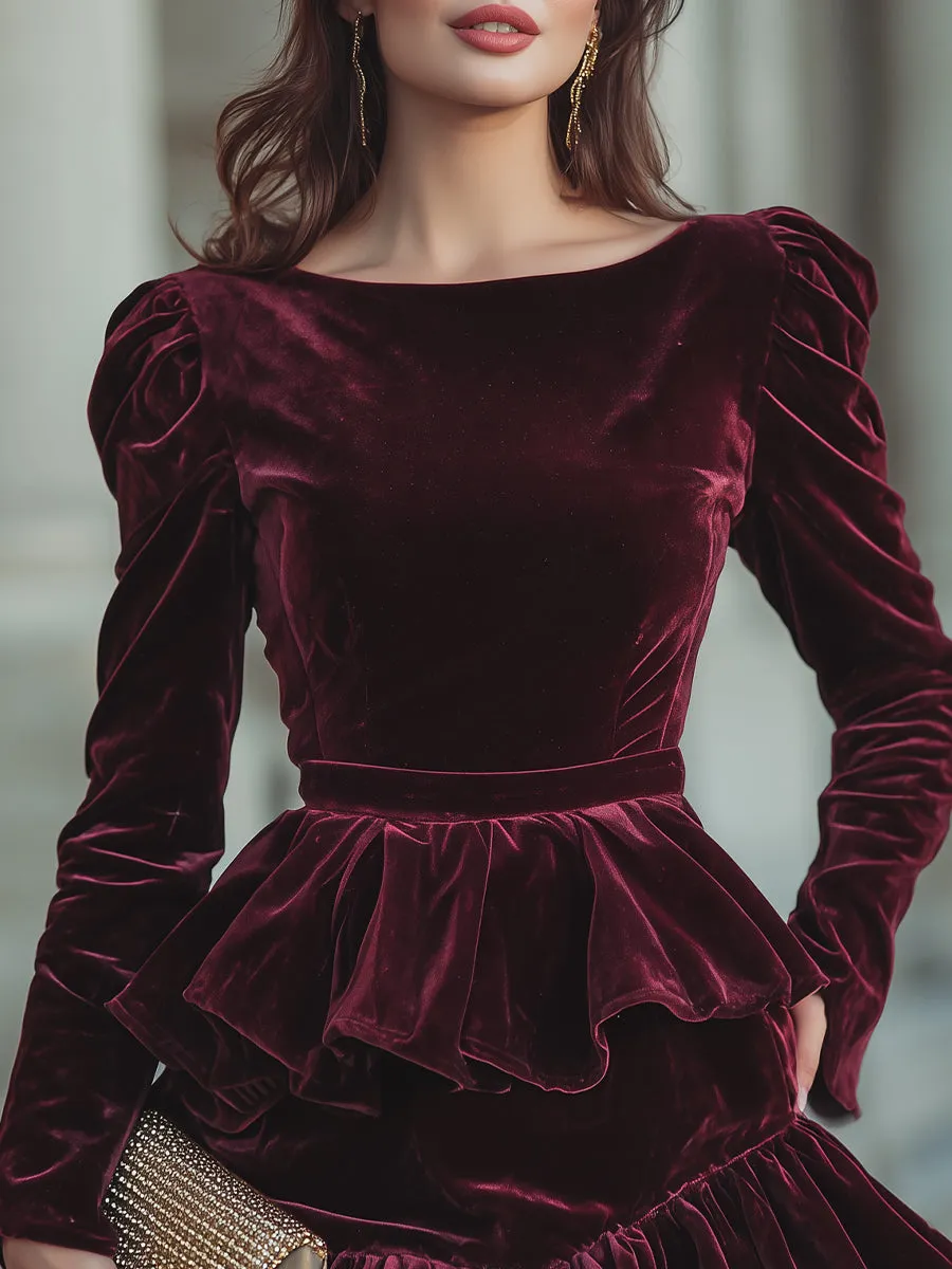 Long Sleeve Layered Ruffle Mini Dress sold by Mooyius product image thumbnail 3