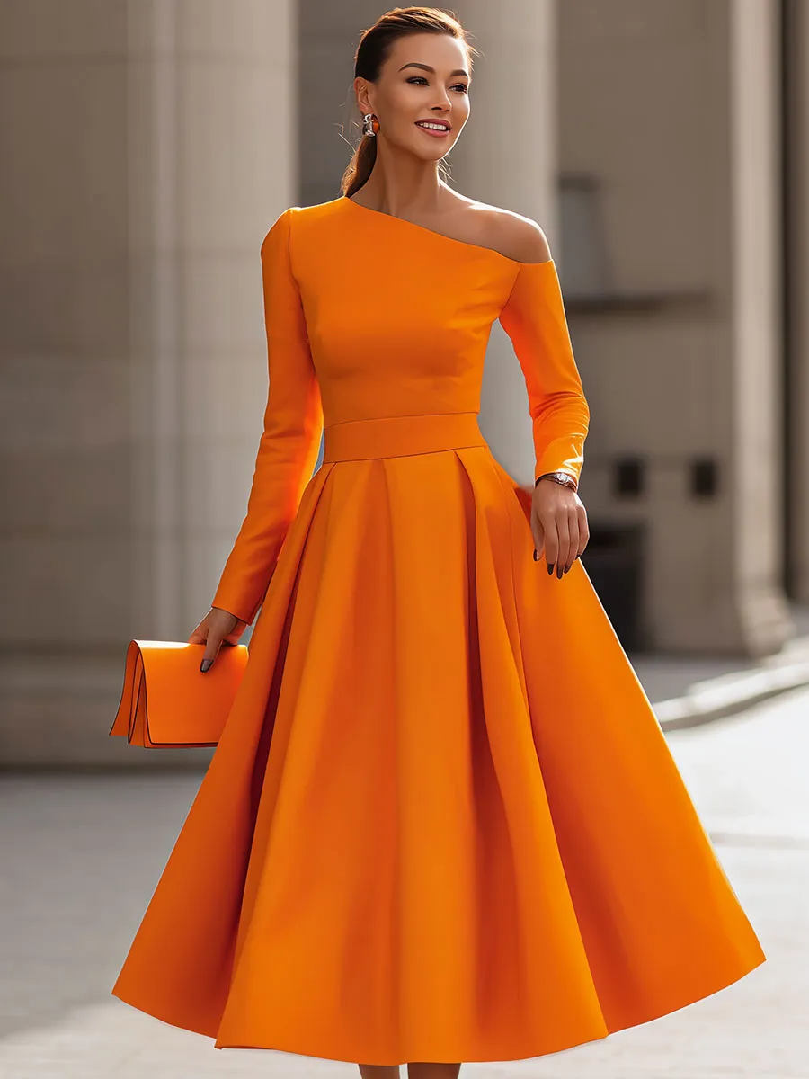 Radiant Elegance: Sophisticated Long-Sleeve Dress With Flair sold by Mooyius product image thumbnail 2
