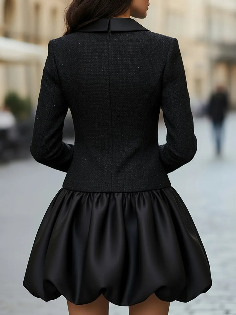 Tweed And Satin Bubble Hem Dress sold by Mooyius product image thumbnail 5