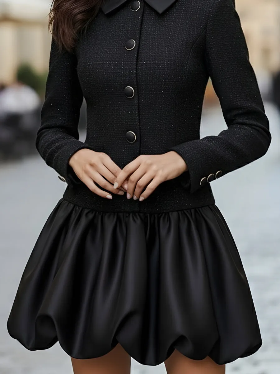 Tweed And Satin Bubble Hem Dress sold by Mooyius product image thumbnail 4