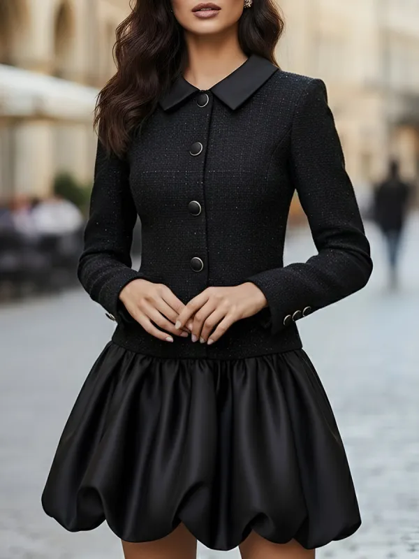 Tweed And Satin Bubble Hem Dress sold by Mooyius