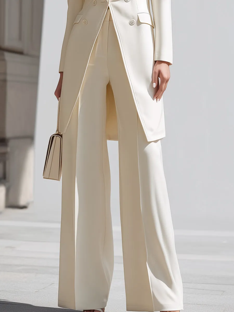 Elegant Cream Longline Blazer And Wide - Leg Pants Set sold by Mooyius product image thumbnail 3