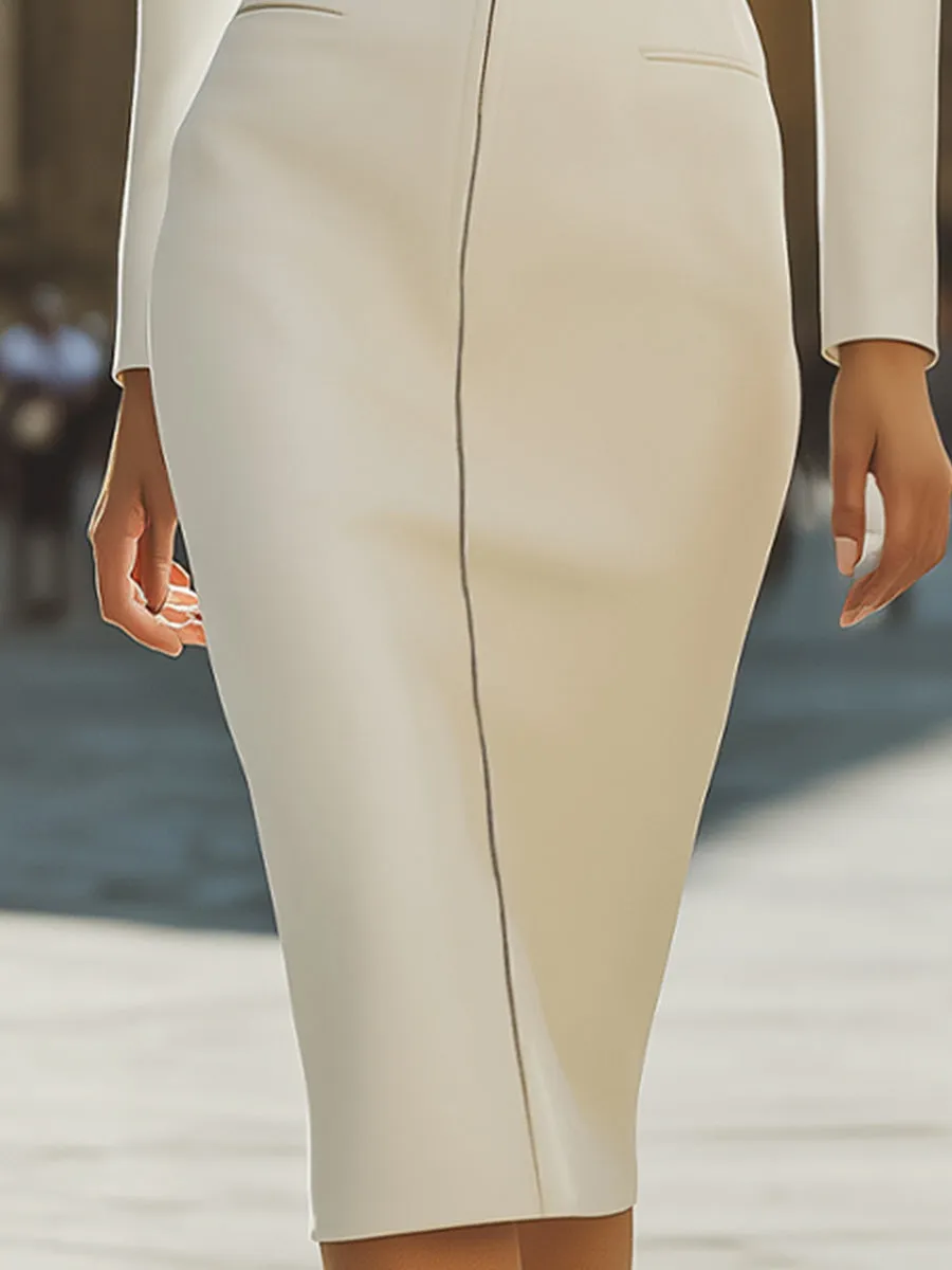 Mooyius Plain Structured Zip-Front Midi Dress sold by Mooyius product image thumbnail 4