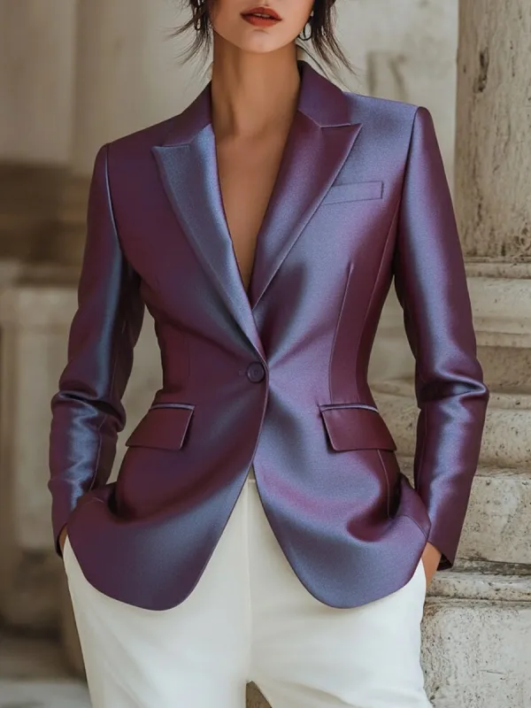 Iridescent Satin Tailored Blazer sold by Mooyius