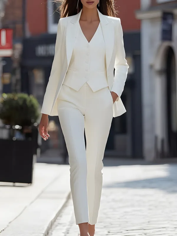 Ivory Three-Piece Tailored Suit sold by Mooyius