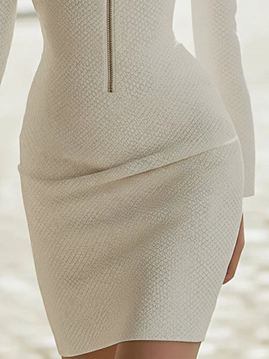 Textured Zipper Hourglass Leather Mini Dress sold by Mooyius product image thumbnail 5