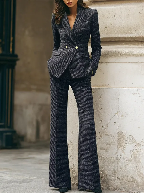 Midnight Blue Textured Double-Breasted Suit sold by Mooyius