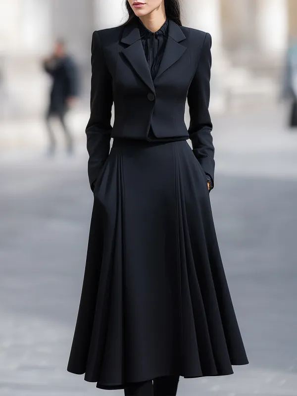 Tailored Blazer & Midi Skirt Set With Structured Elegance sold by Mooyius