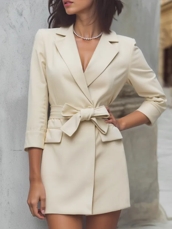 Tailored Blazer-Inspired Mini Dress With Belted Waist sold by Mooyius