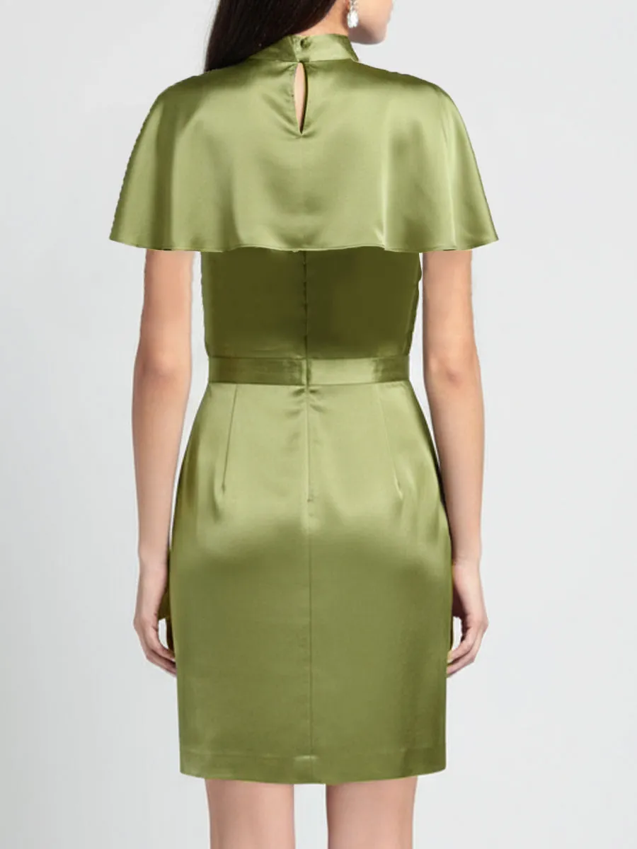 Luxe Olive Green Satin Sleeveless Two-piece Mini Dress sold by Mooyius product image thumbnail 4