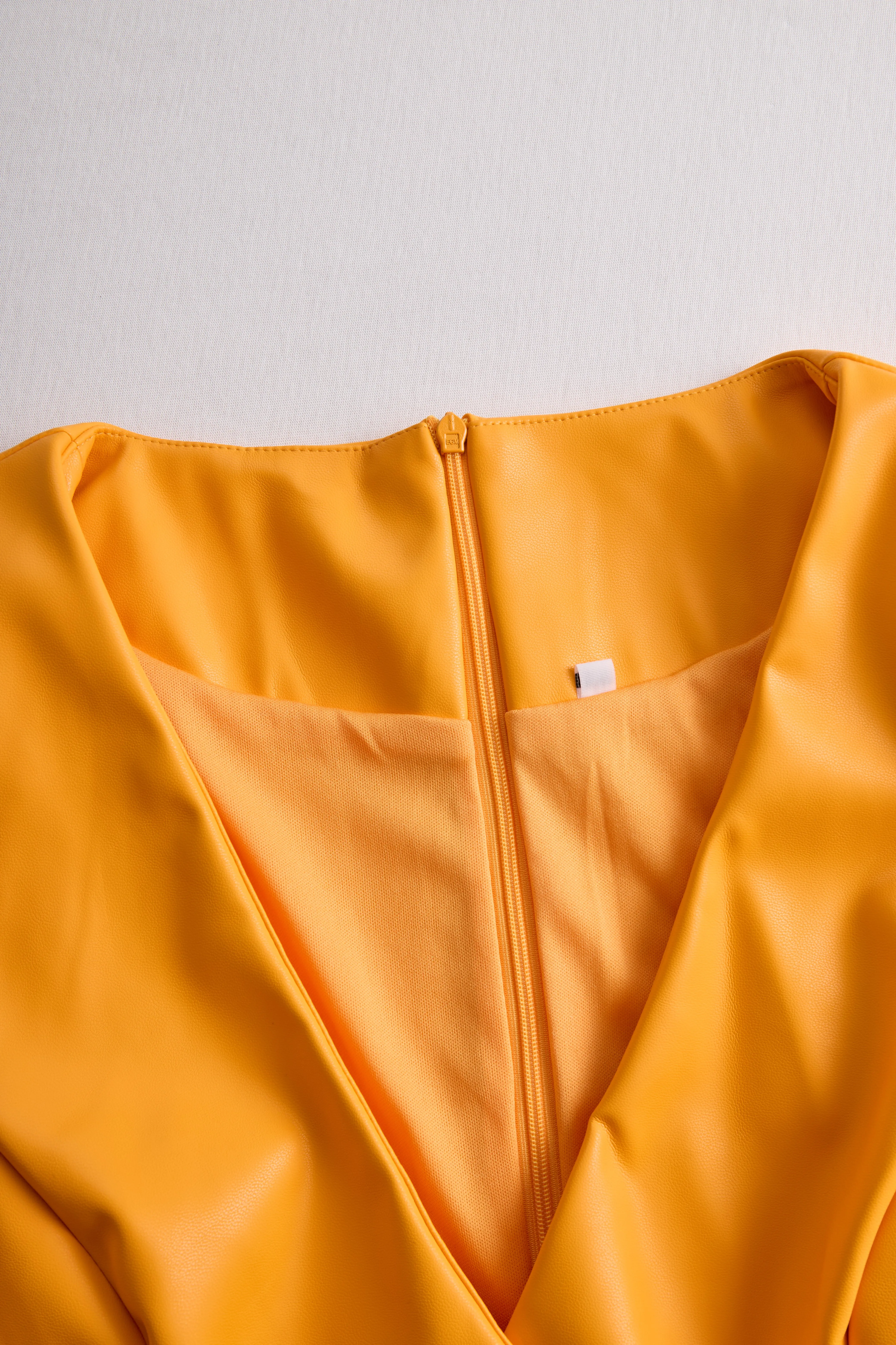 Bright Orange Faux Leather Bodycon Dress sold by Mooyius product image thumbnail 3
