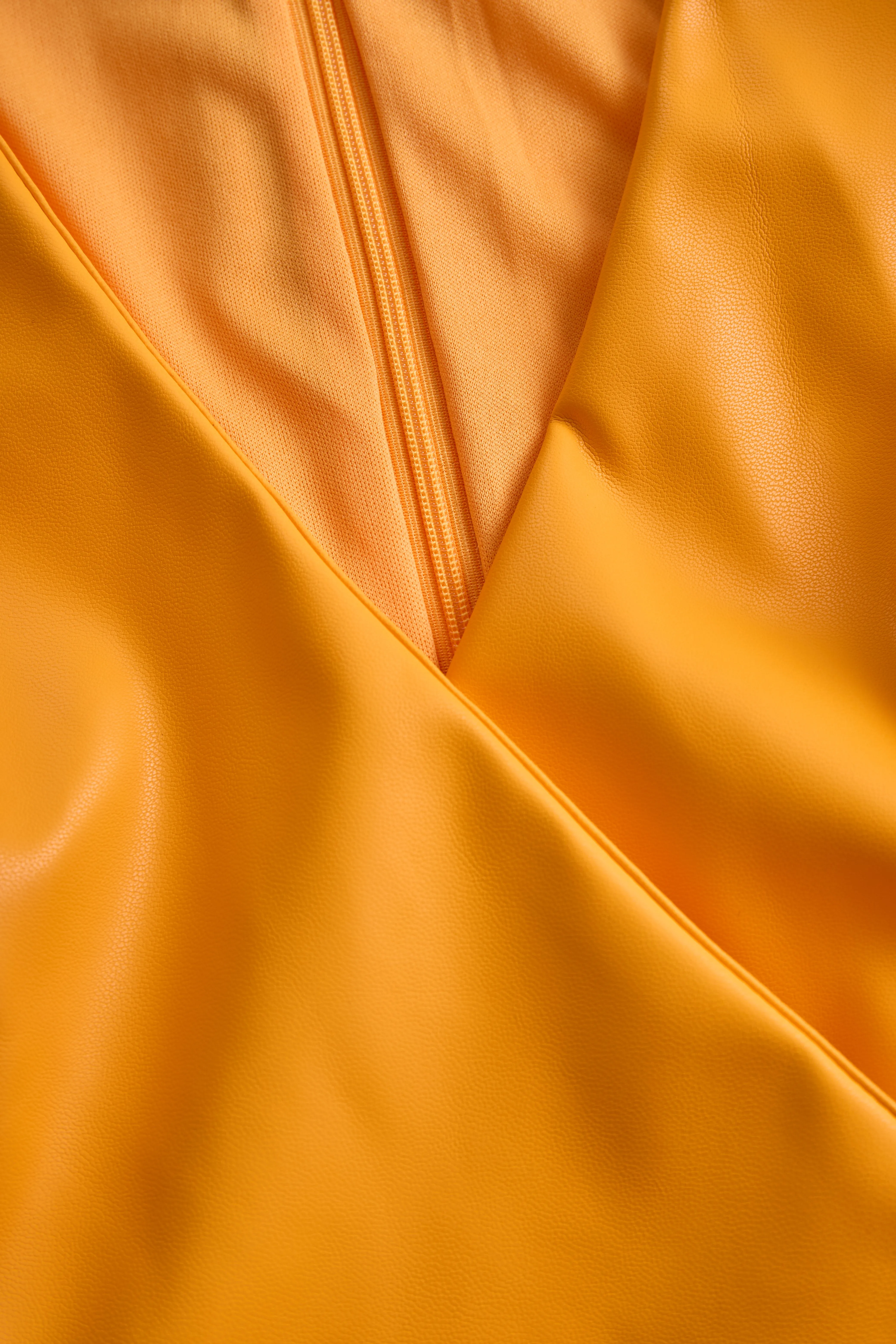 Bright Orange Faux Leather Bodycon Dress sold by Mooyius product image thumbnail 4