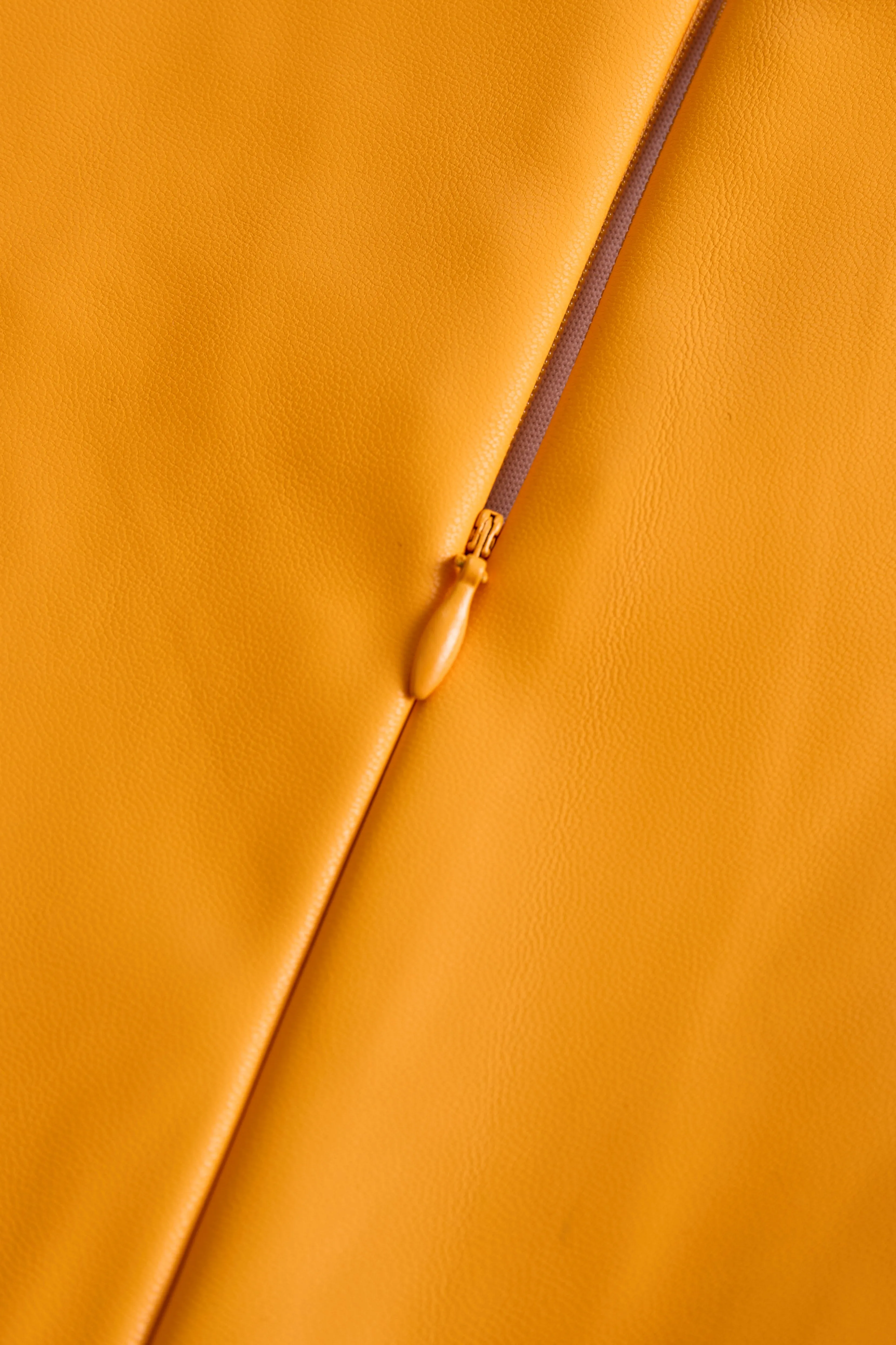 Bright Orange Faux Leather Bodycon Dress sold by Mooyius product image thumbnail 5
